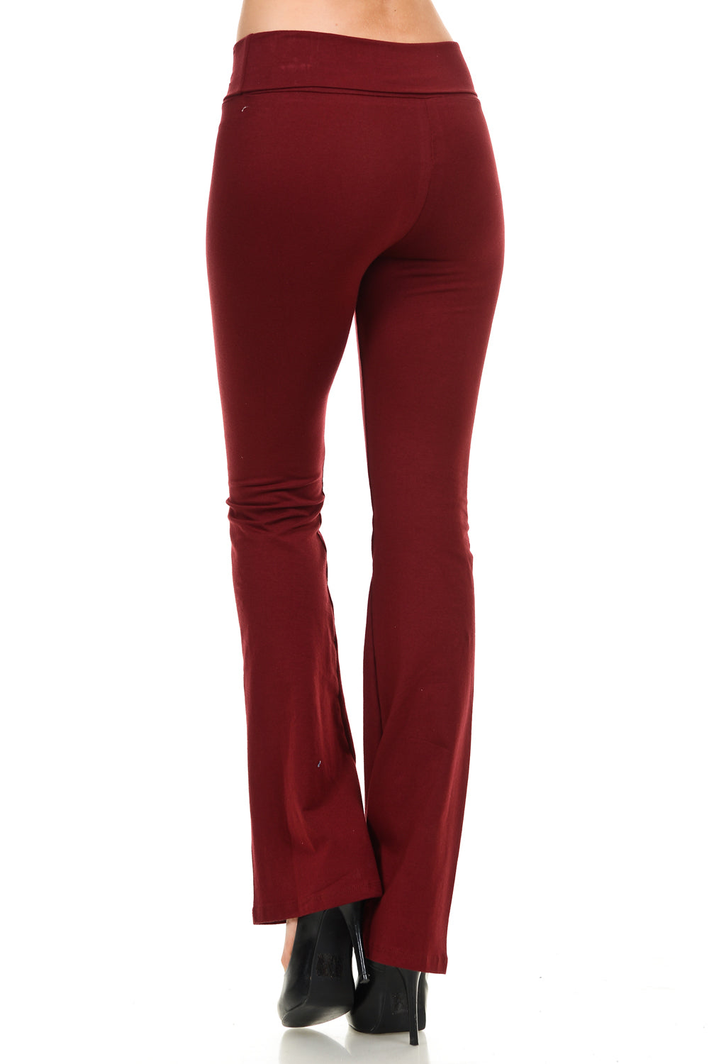 Women's Cotton Flare Yoga Pants Fold Over Waistband