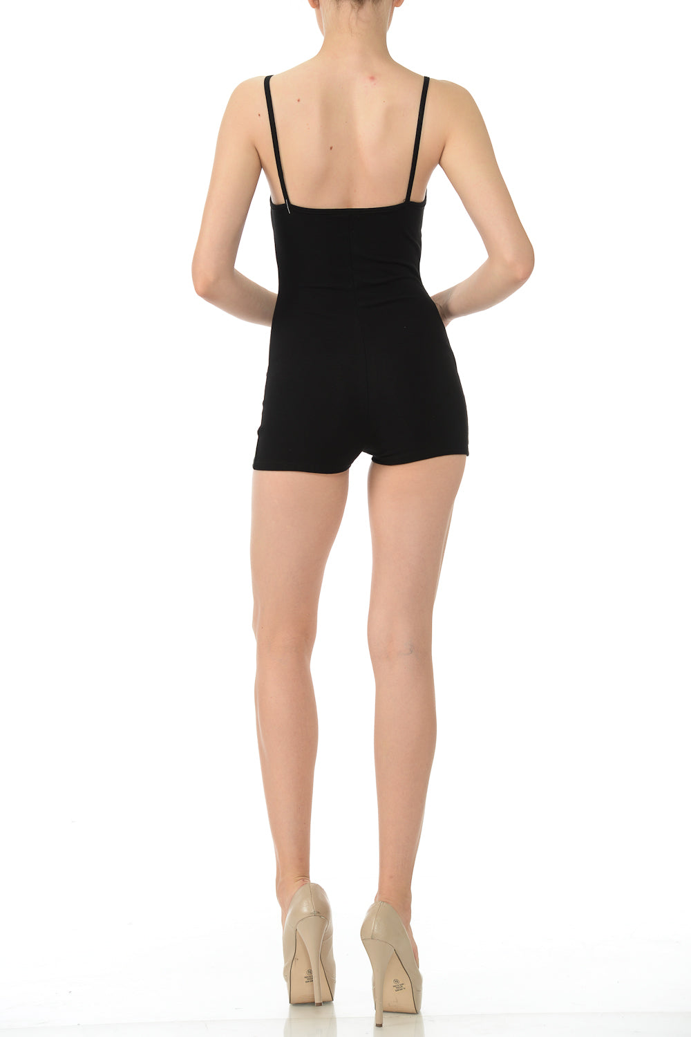 7Wins JJJ Women's Cotton Spaghetti Strapped Short Yoga Bodysuit Jumpsuit
